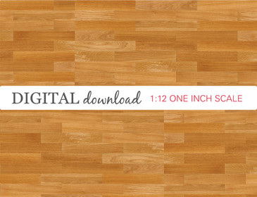 Preview image of 1:12 scale printable oak design dollhouse flooring, designed for miniatures and shown as digital sheets ready for instant download and printing.